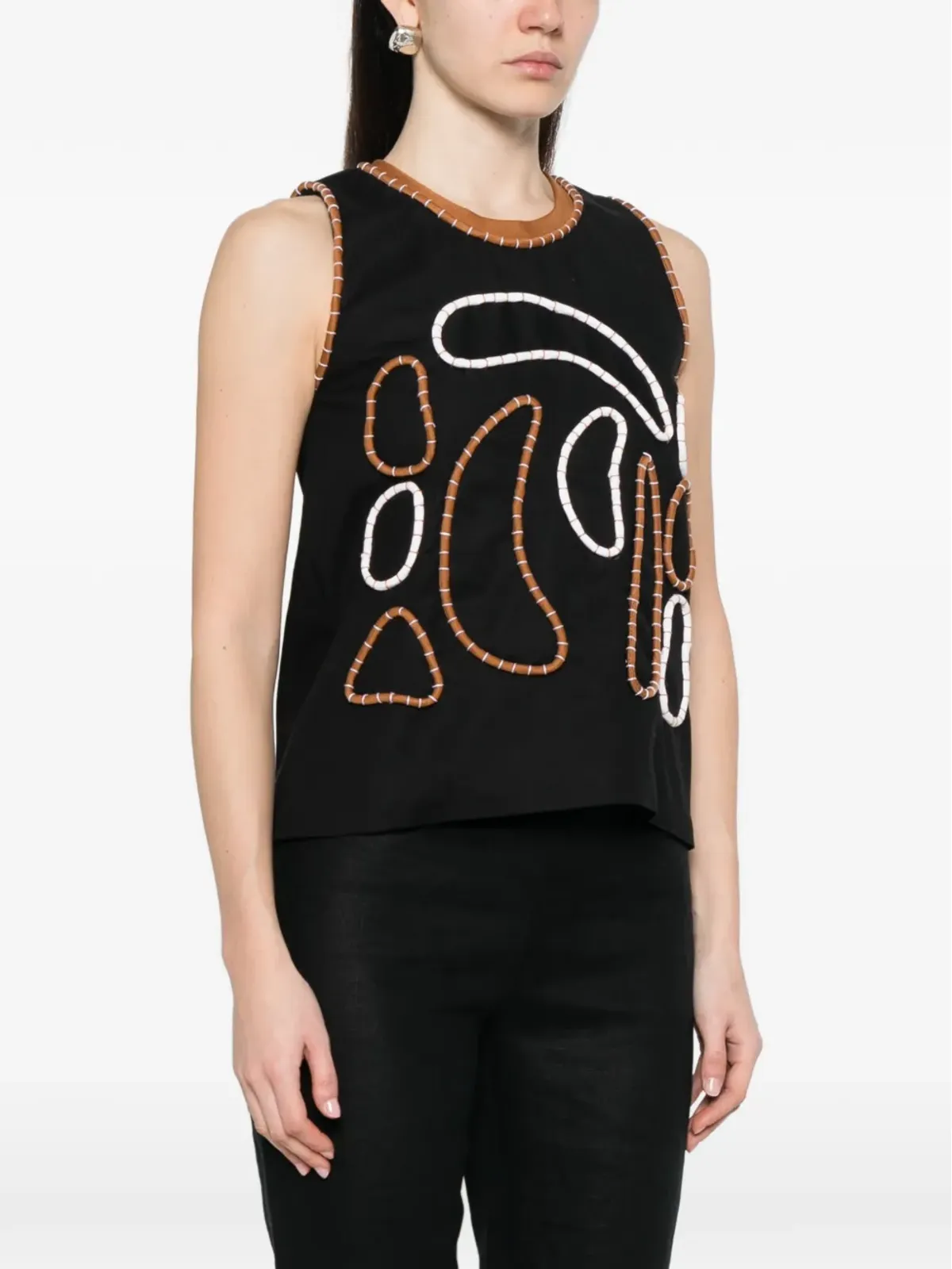 Rosanna Ocampo brown-trim blouse - Black - 画像3