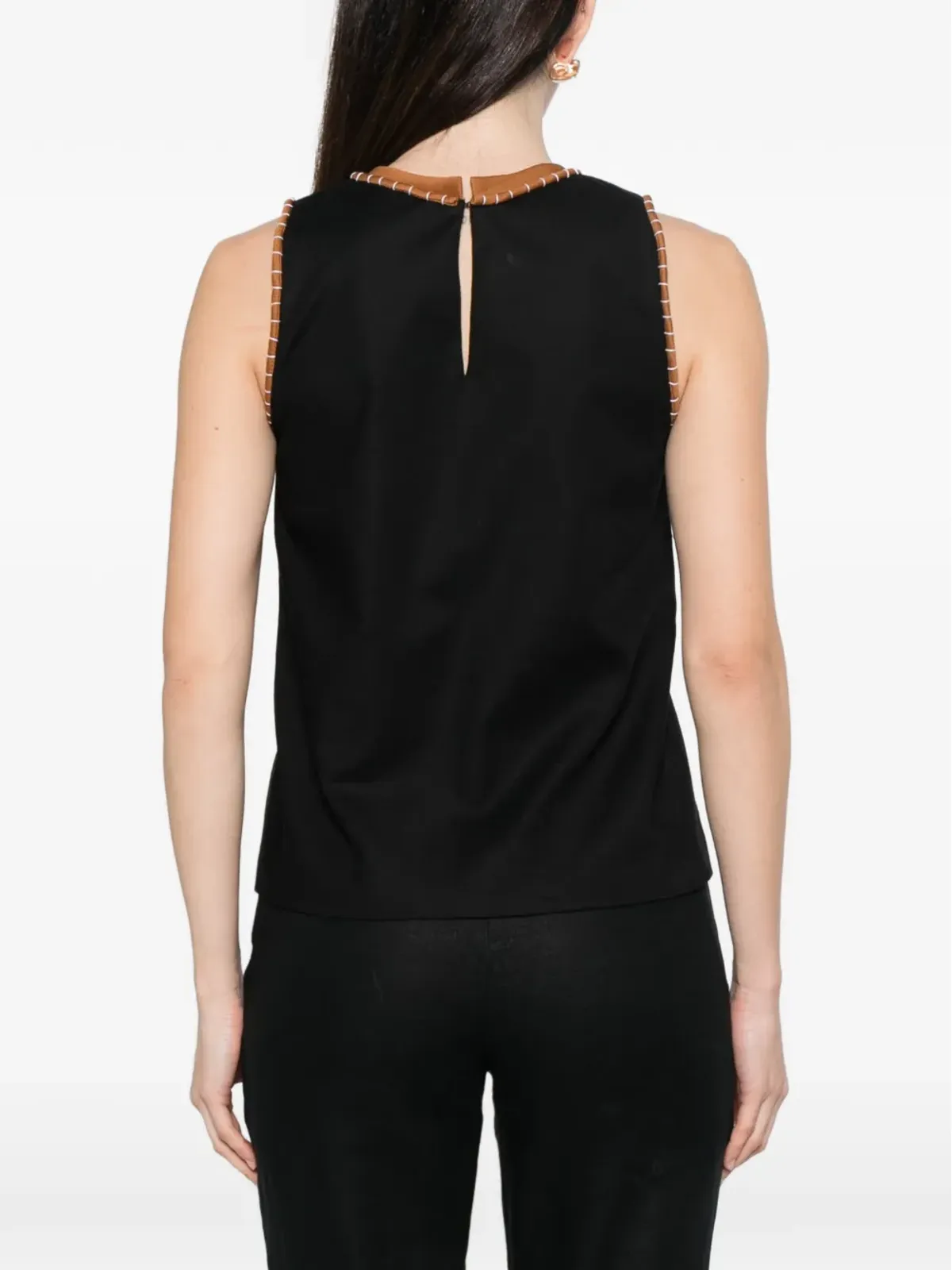 Rosanna Ocampo brown-trim blouse - Black - 画像4