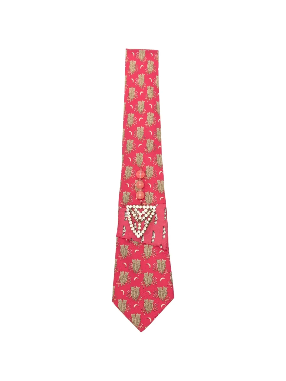 A.N.G.E.L.O. Vintage Upcycling x Stefania Bertoni customised Hermès beaded silk tie - 赤 - 画像1