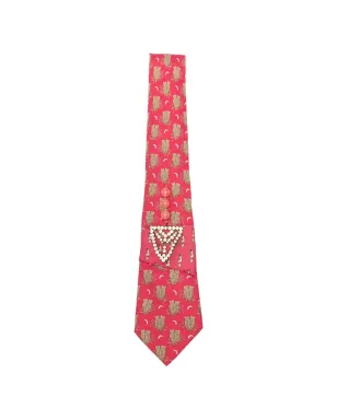 A.N.G.E.L.O. Vintage Upcycling x Stefania Bertoni customised Hermès beaded silk tie - 赤 - サムネイル1