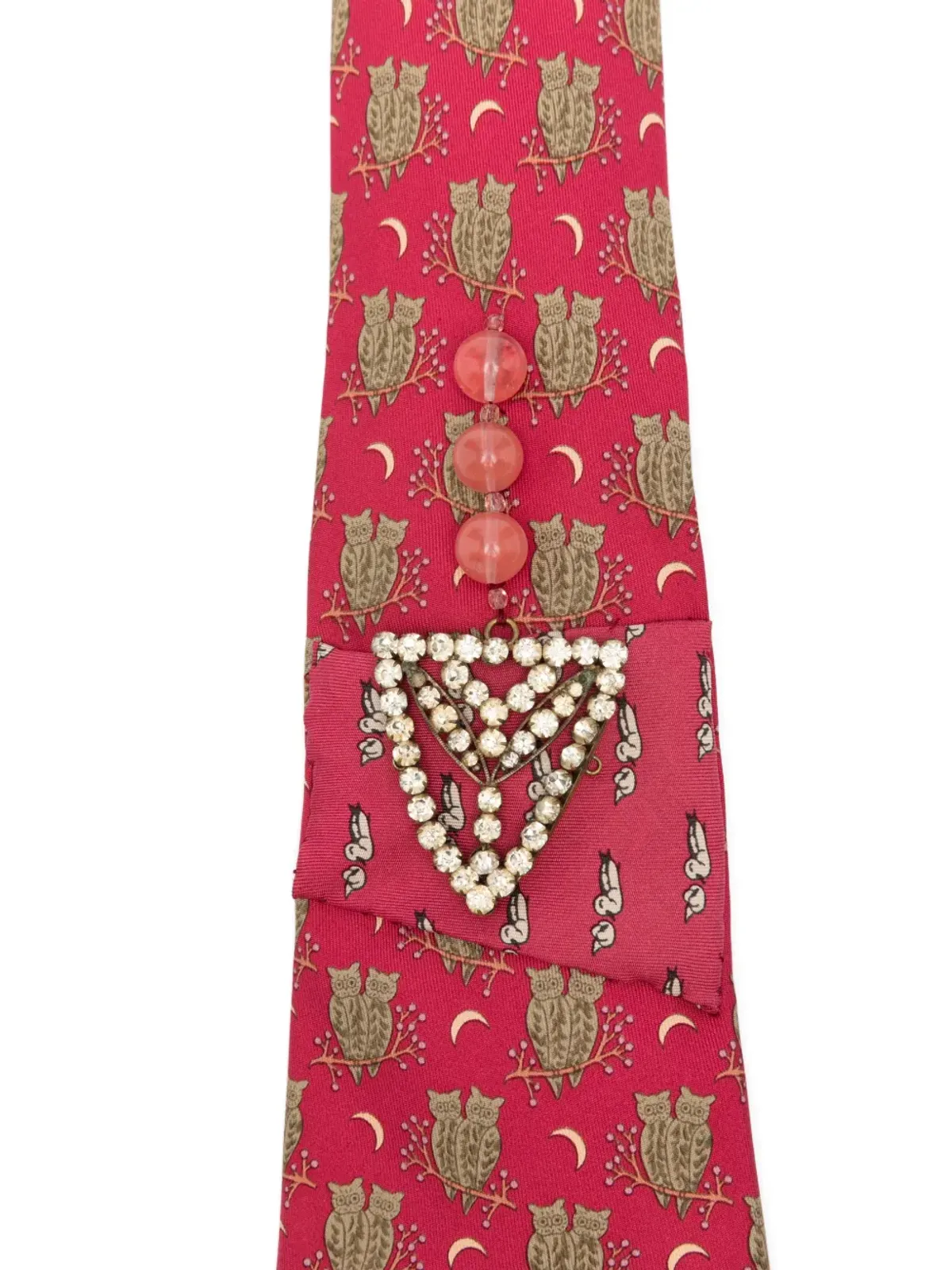 A.N.G.E.L.O. Vintage Upcycling x Stefania Bertoni customised Hermès beaded silk tie - 赤 - 画像3