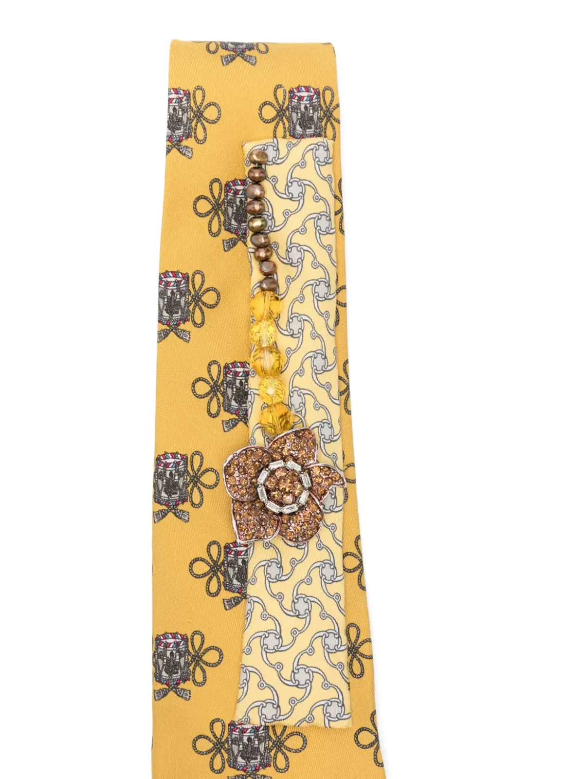 A.N.G.E.L.O. Vintage Upcycling x Stefania Bertoni customised Hermès beaded flower tie - イエロー - 画像3