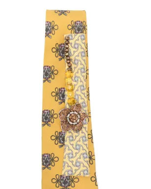 A.N.G.E.L.O. Vintage Upcycling x Stefania Bertoni customised Hermès beaded flower tie - イエロー - サムネイル3