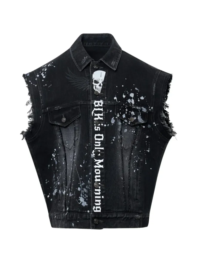 Ordinary Couture Code Ordinary Couture Code スカル バイカー デニムベストの商品画像