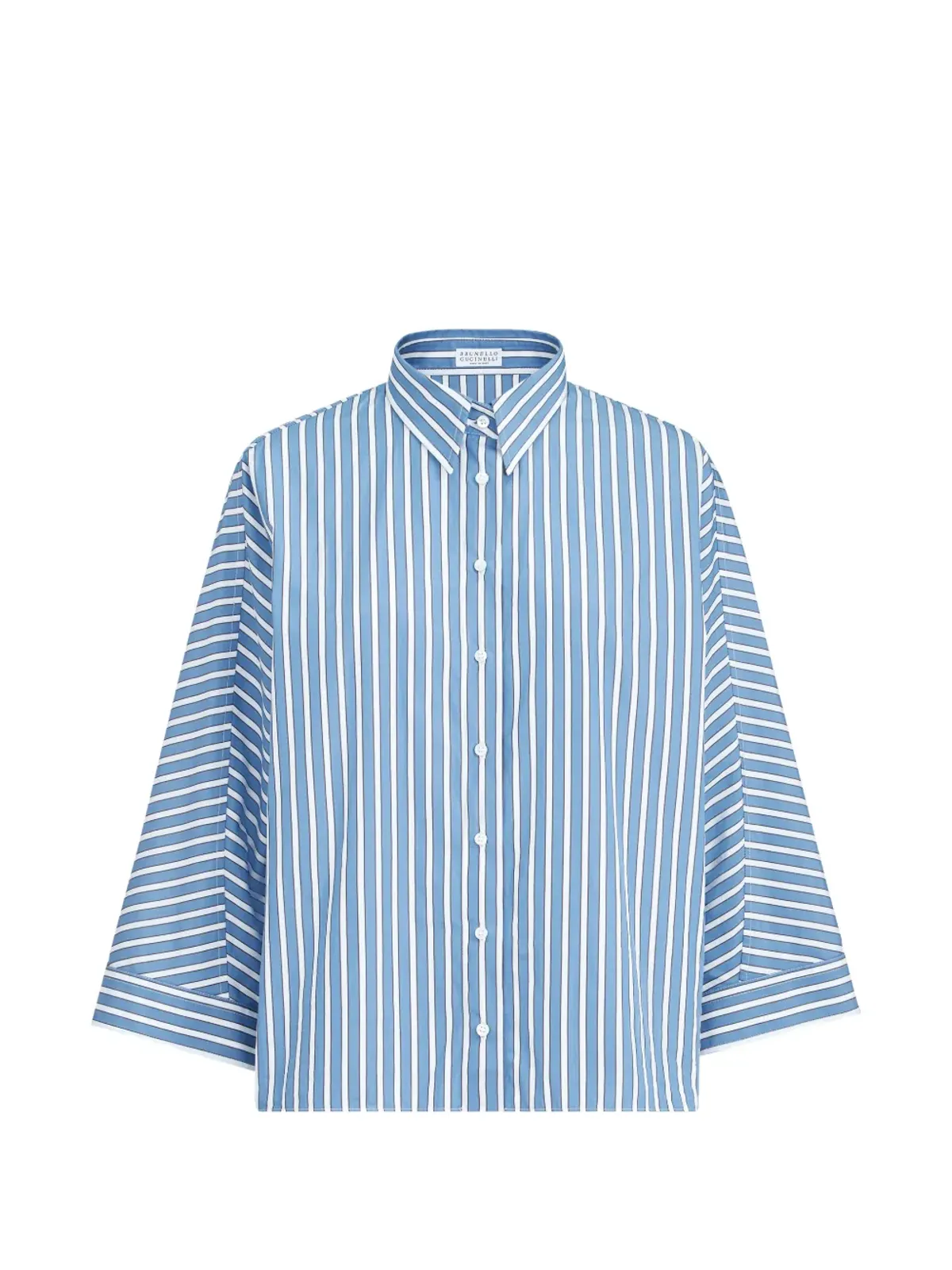 Brunello Cucinelli stripe poplin shirt - Blue - 画像1