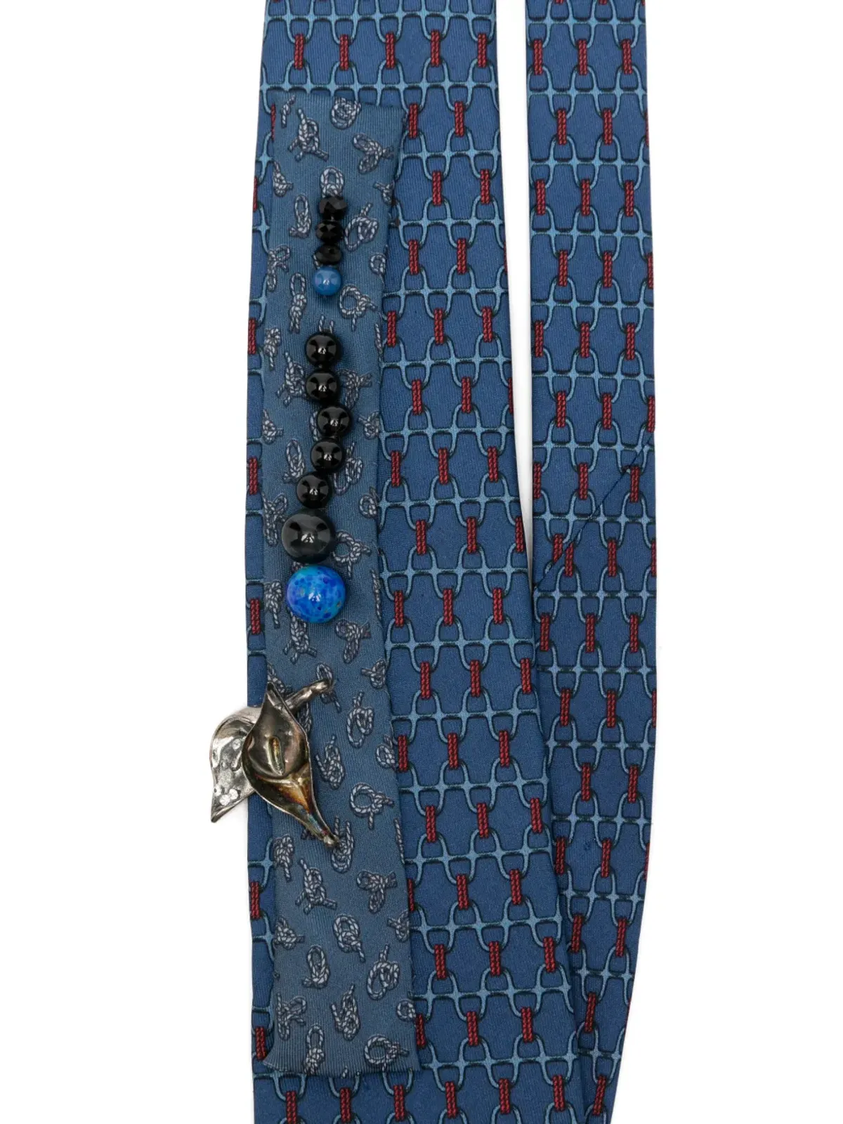 A.N.G.E.L.O. Vintage Upcycling × Stefania Bertoni カスタム Hermès ビーズ付きネクタイ - 画像3