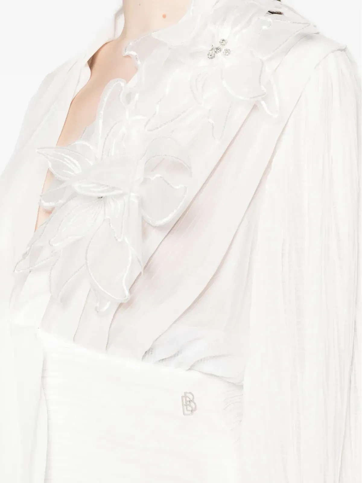 Babylone Paris 花柄アップリケ ブラウス - 画像5