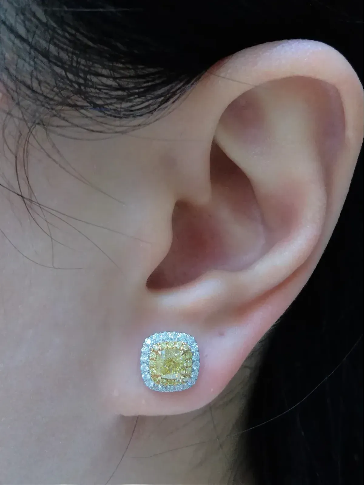 HYT Jewelry クッションカット ダイヤモンド イヤリング - 画像2
