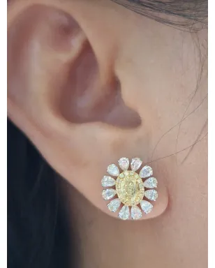 HYT Jewelry フラワーモチーフ ダイヤモンド イヤリング シルバー - サムネイル2