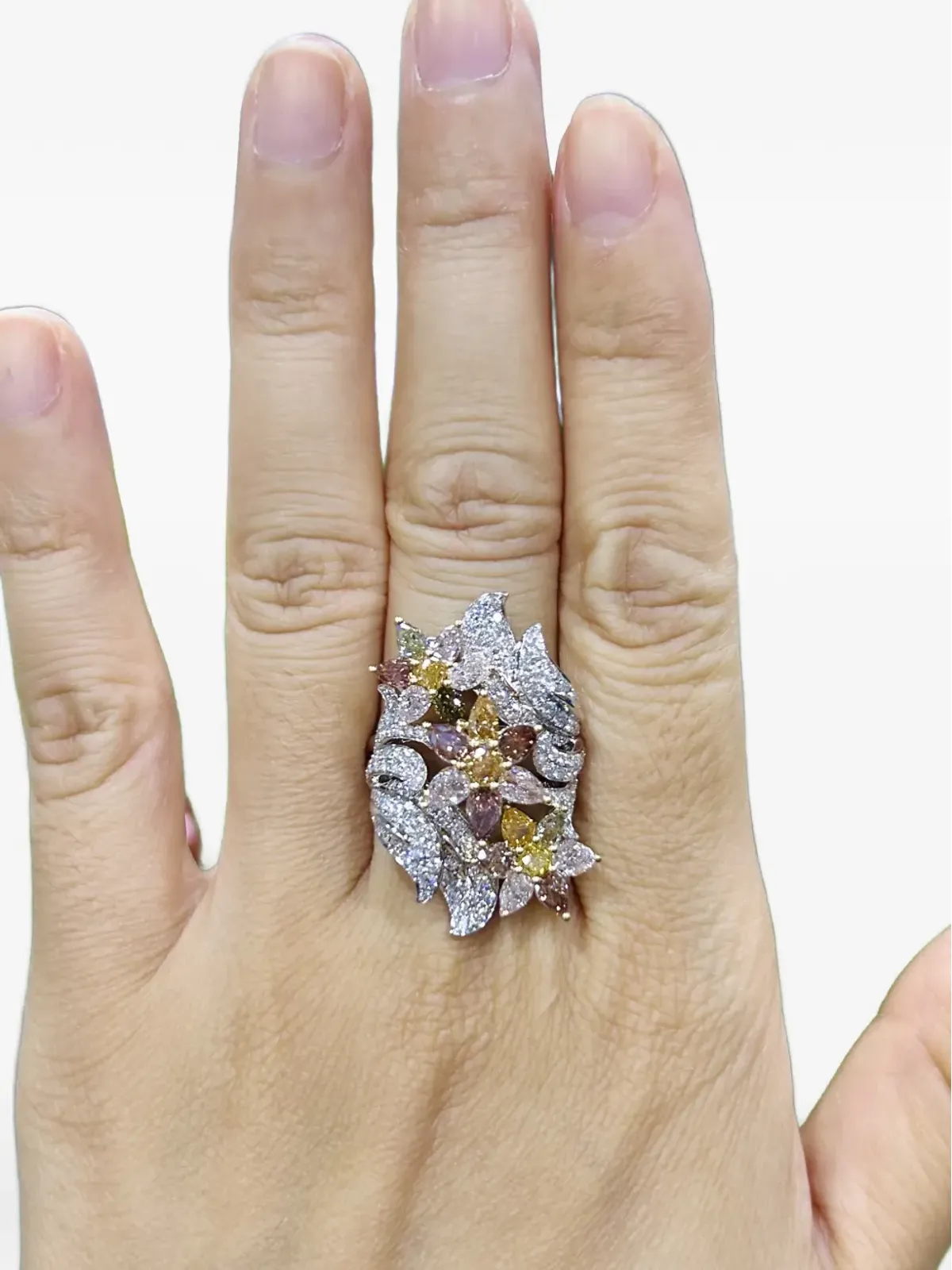 HYT Jewelry 花柄ダイヤモンドリング - シルバー - 画像2