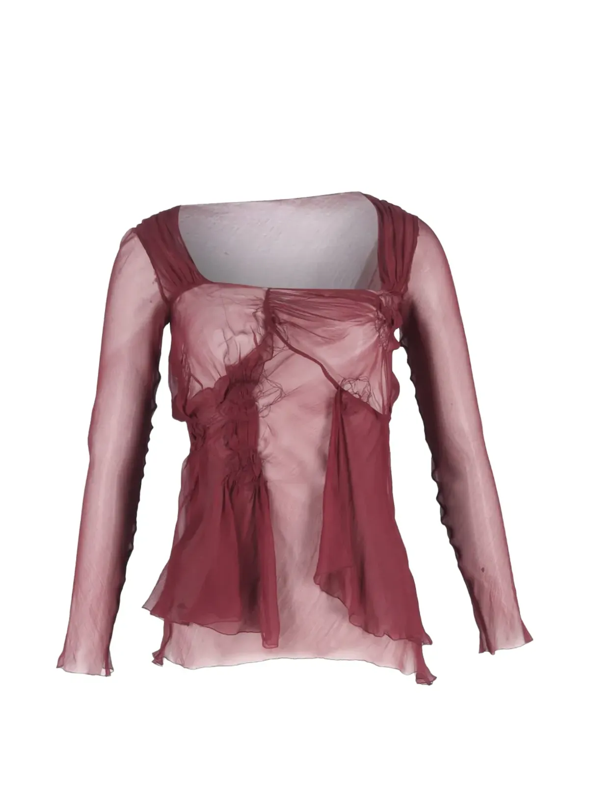Alberta Ferretti Vintage ルシュド メッシュ ブラウス - レッド - 画像1