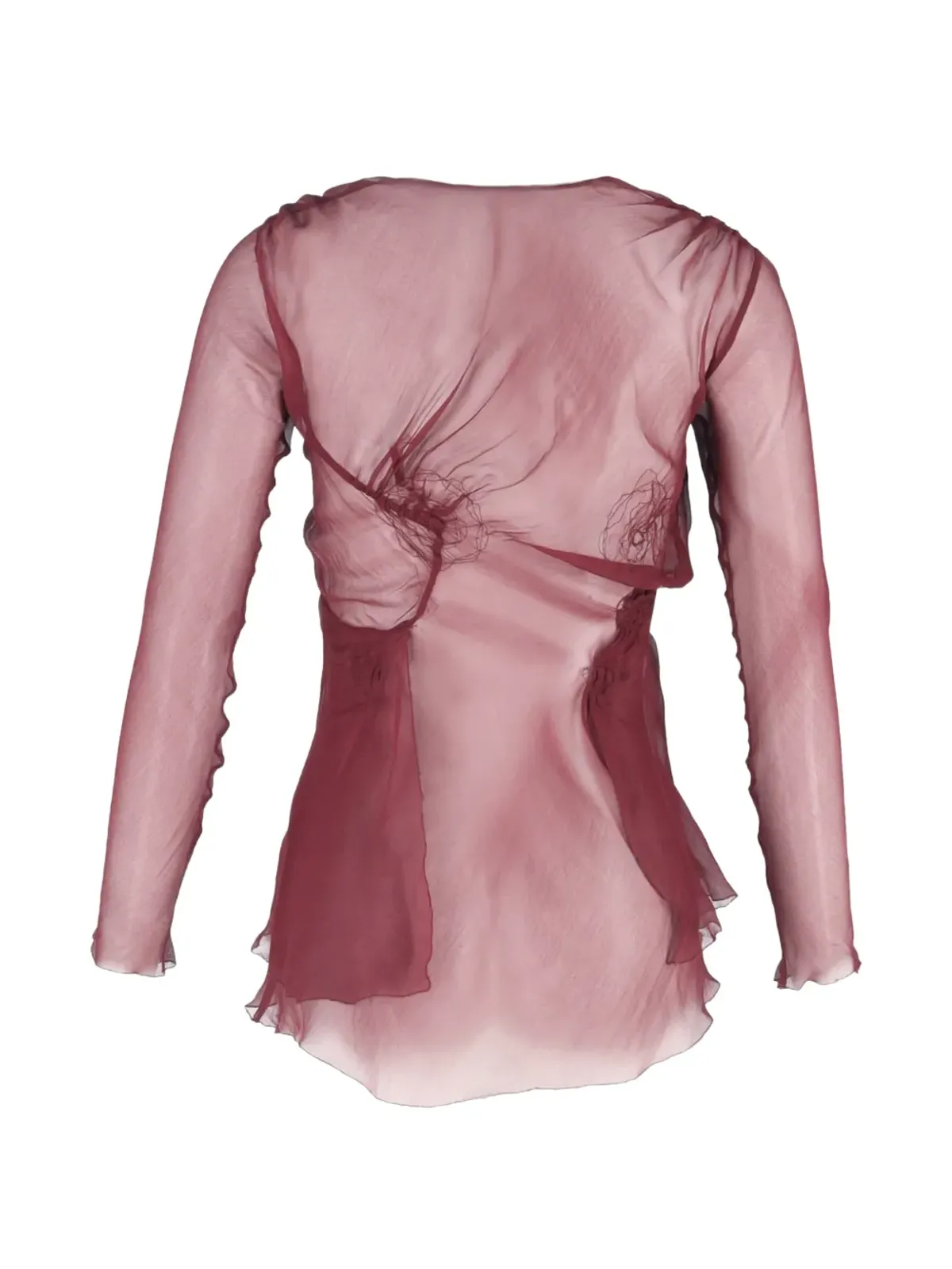 Alberta Ferretti Vintage ルシュド メッシュ ブラウス - レッド - 画像2