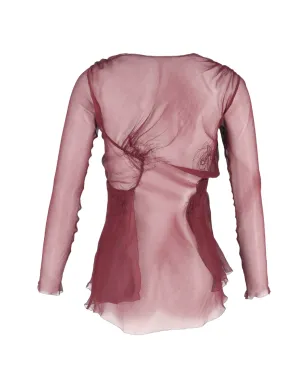 Alberta Ferretti Vintage ルシュド メッシュ ブラウス - レッド - サムネイル2