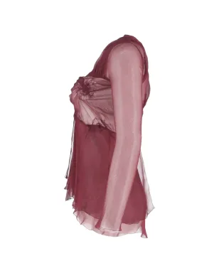 Alberta Ferretti Vintage ルシュド メッシュ ブラウス - レッド - サムネイル3