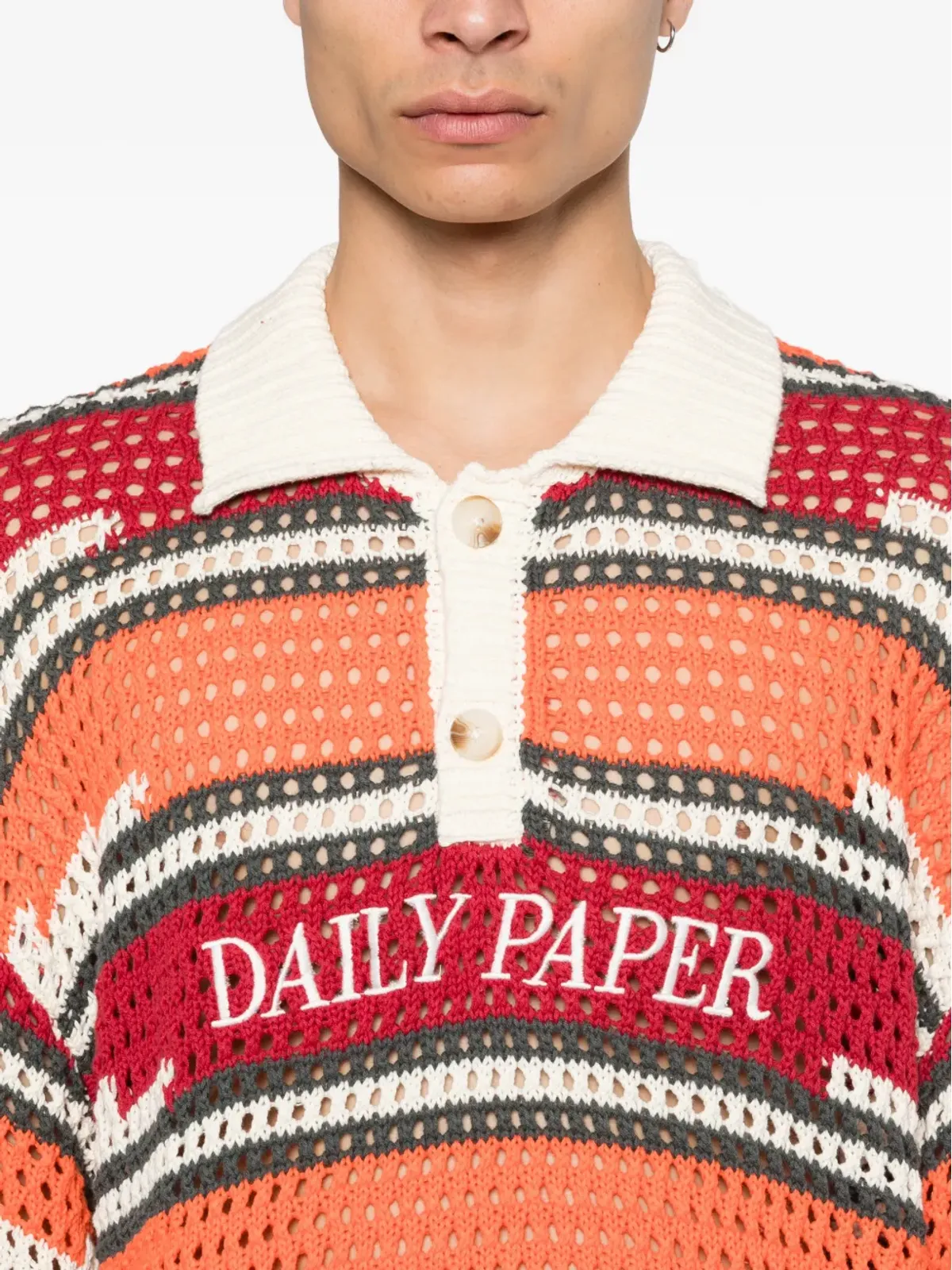 Daily Paper ストライプニットポロシャツ - 画像5