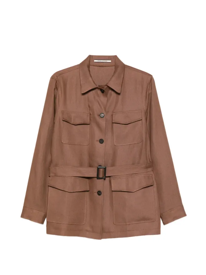 Tagliatore Tagliatore Lauren belted pocket jacket - Brownの商品画像