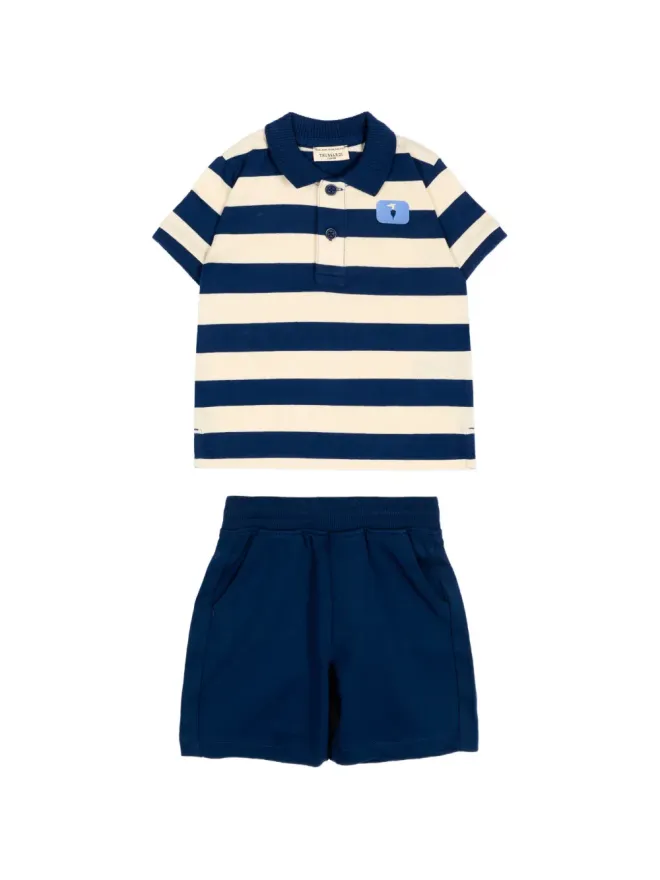 TRUSSARDI JUNIOR TRUSSARDI JUNIOR ストライプ柄ベビーウェア セット - ブルーの商品画像