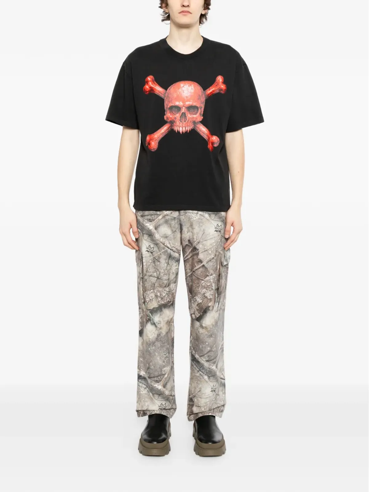 Melt スカルボーンプリントTシャツ - 画像2