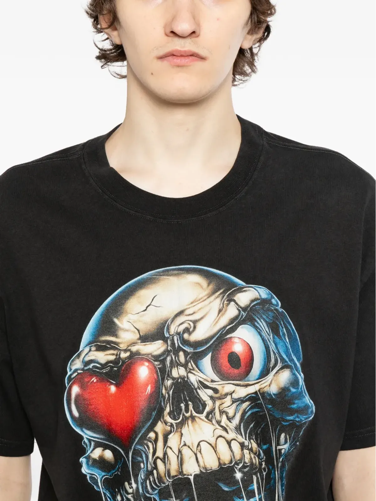 Melt 黒のスカルグラフィックTシャツ - 画像5
