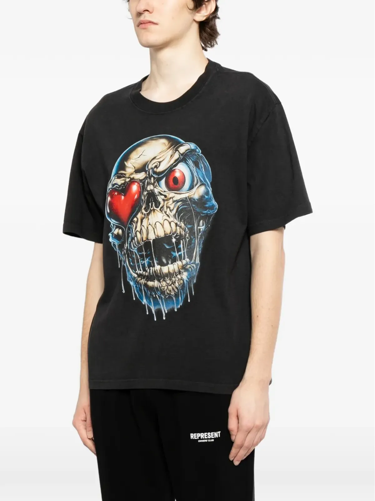 Melt 黒のスカルグラフィックTシャツ - 画像3