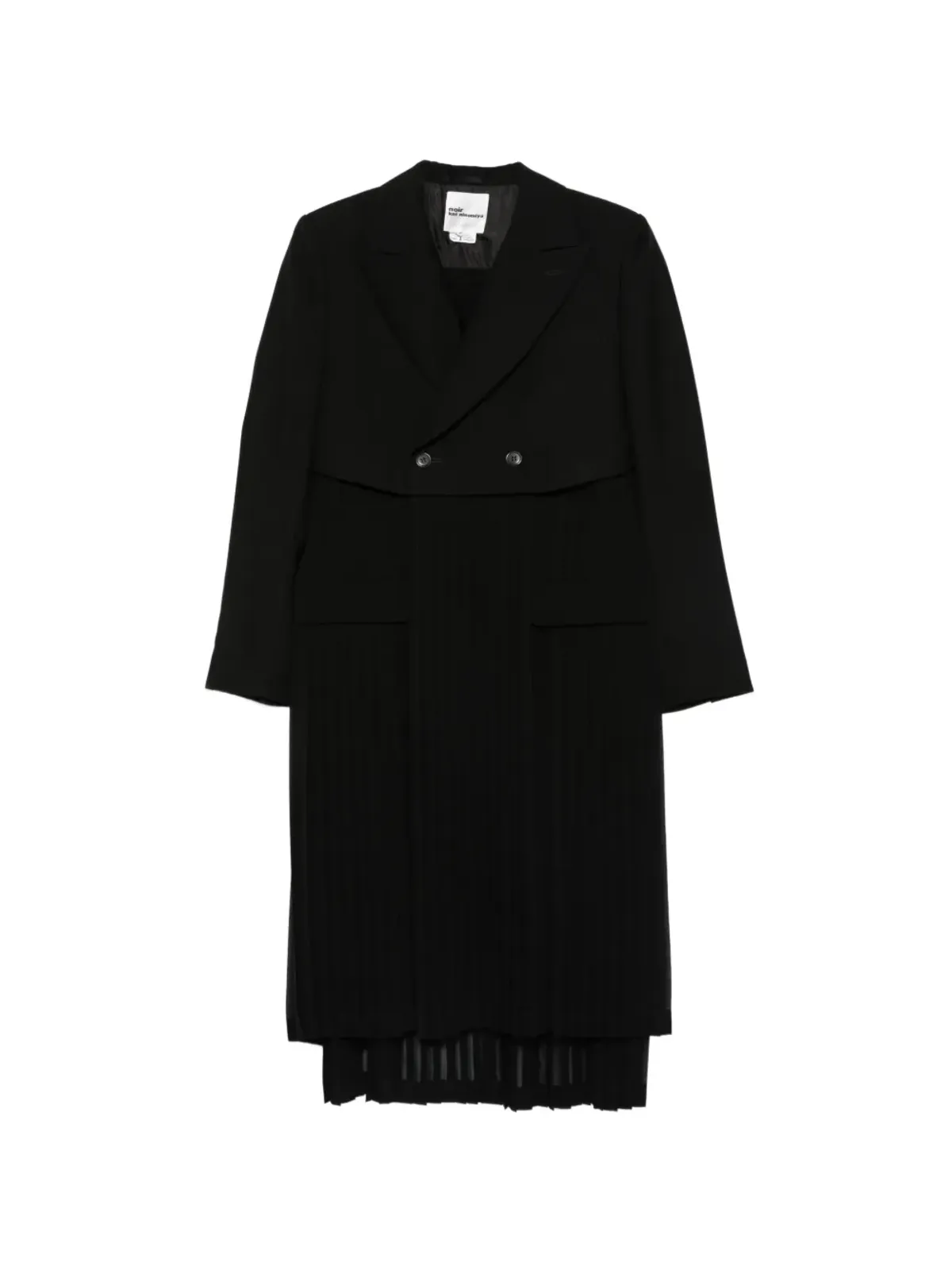 Noir Kei Ninomiya プリーツ入りブレザースタイルのダブルブレストコート（ブラック） - 画像1