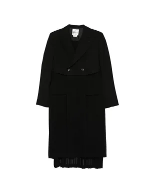 Noir Kei Ninomiya プリーツ入りブレザースタイルのダブルブレストコート（ブラック） - サムネイル1