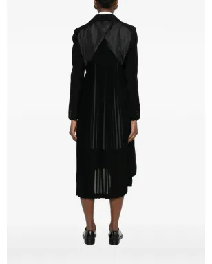 Noir Kei Ninomiya プリーツ入りブレザースタイルのダブルブレストコート（ブラック） - サムネイル4