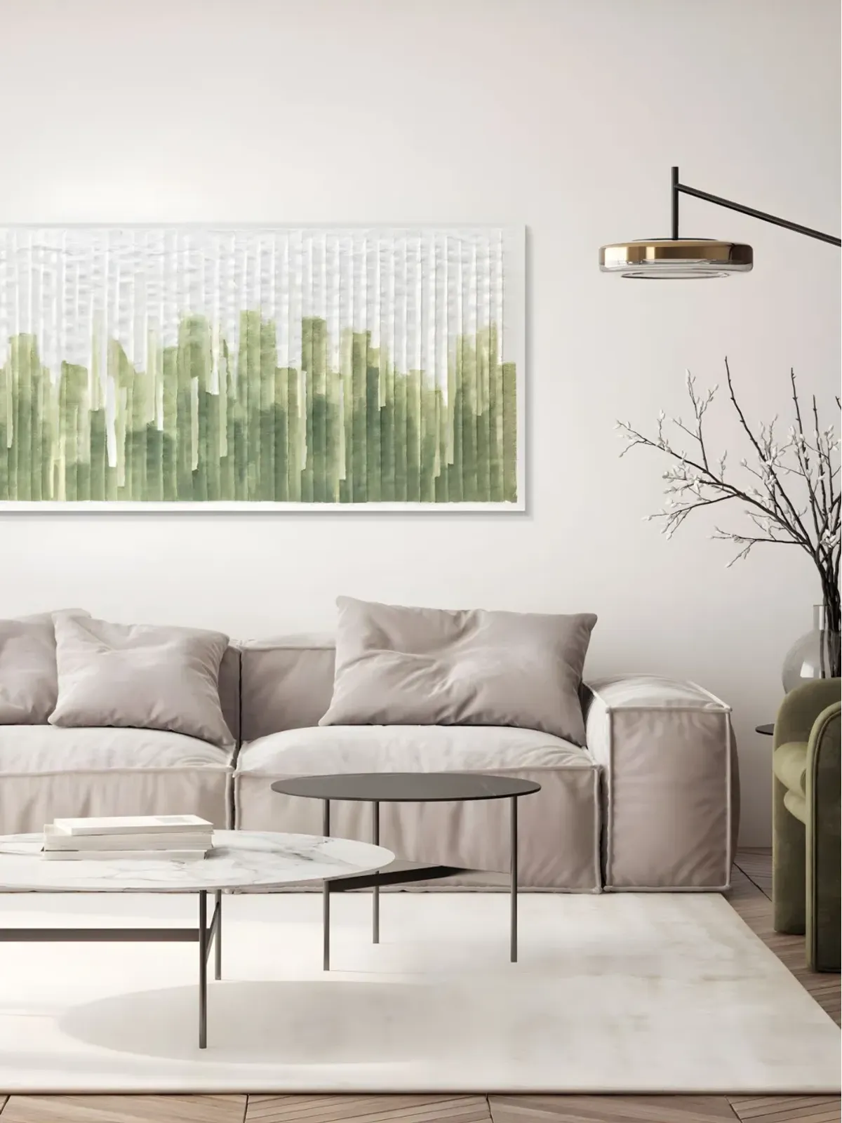 AGAVE QUADRI 緑のチャート絵画 木製フレーム入り - ホワイト - 画像2