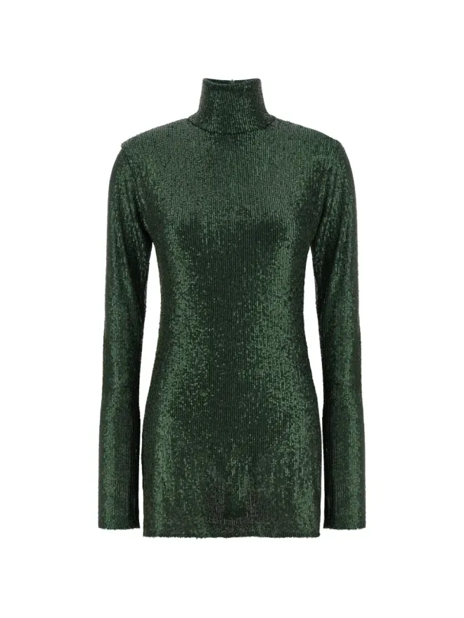 Norma Kamali Norma Kamali スパンコール付きハイネックミニドレスの商品画像