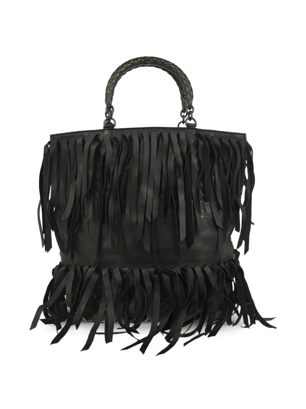 Bottega Veneta Pre-Owned 2010s Intrecciato fringe tote bag - Black - 画像2