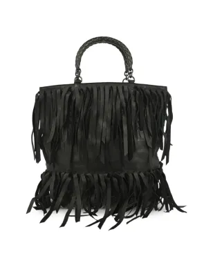 Bottega Veneta Pre-Owned 2010s Intrecciato fringe tote bag - Black - サムネイル2