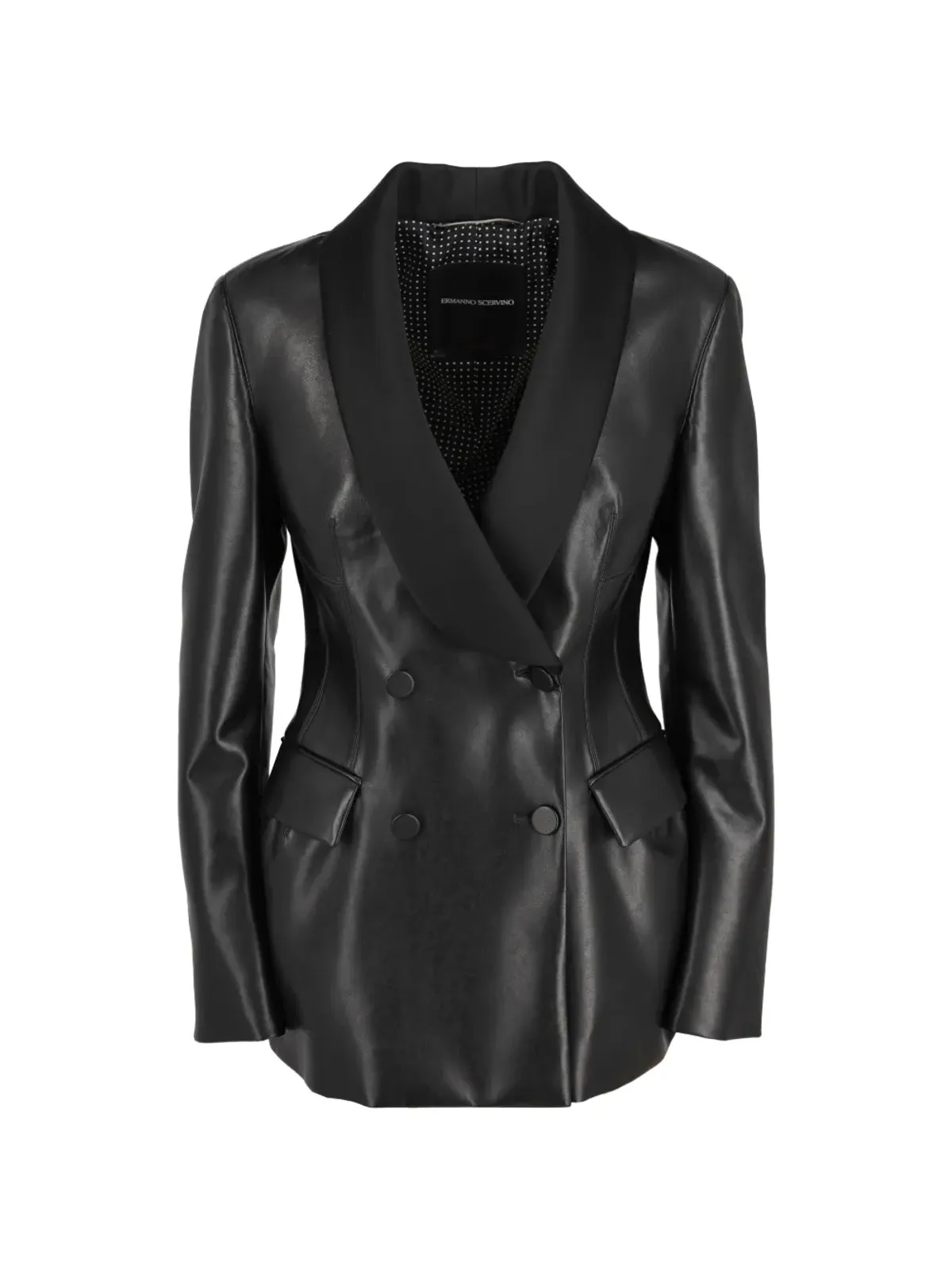 Ermanno Scervino Vintage ダブルブレスト・フェイクレザージャケット ブラック - 画像1