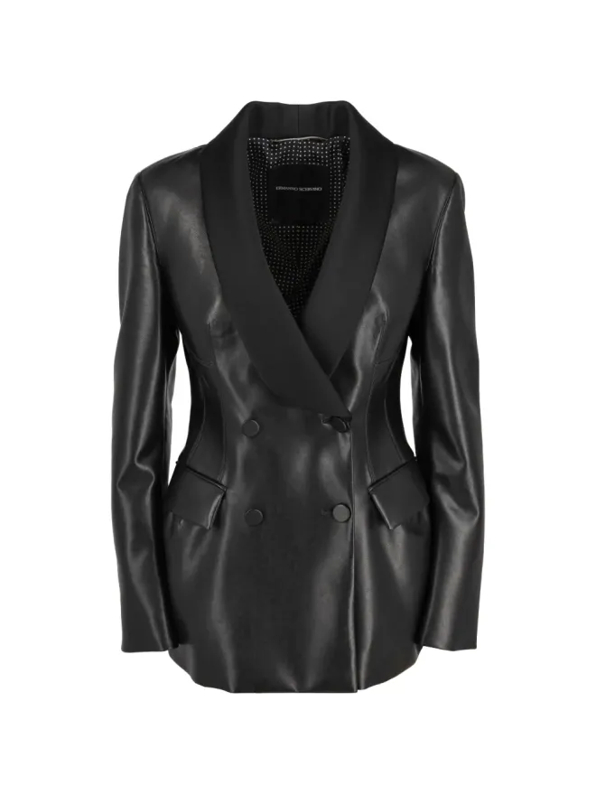 Ermanno Scervino Vintage Ermanno Scervino Vintage ダブルブレスト・フェイクレザージャケット ブラックの商品画像