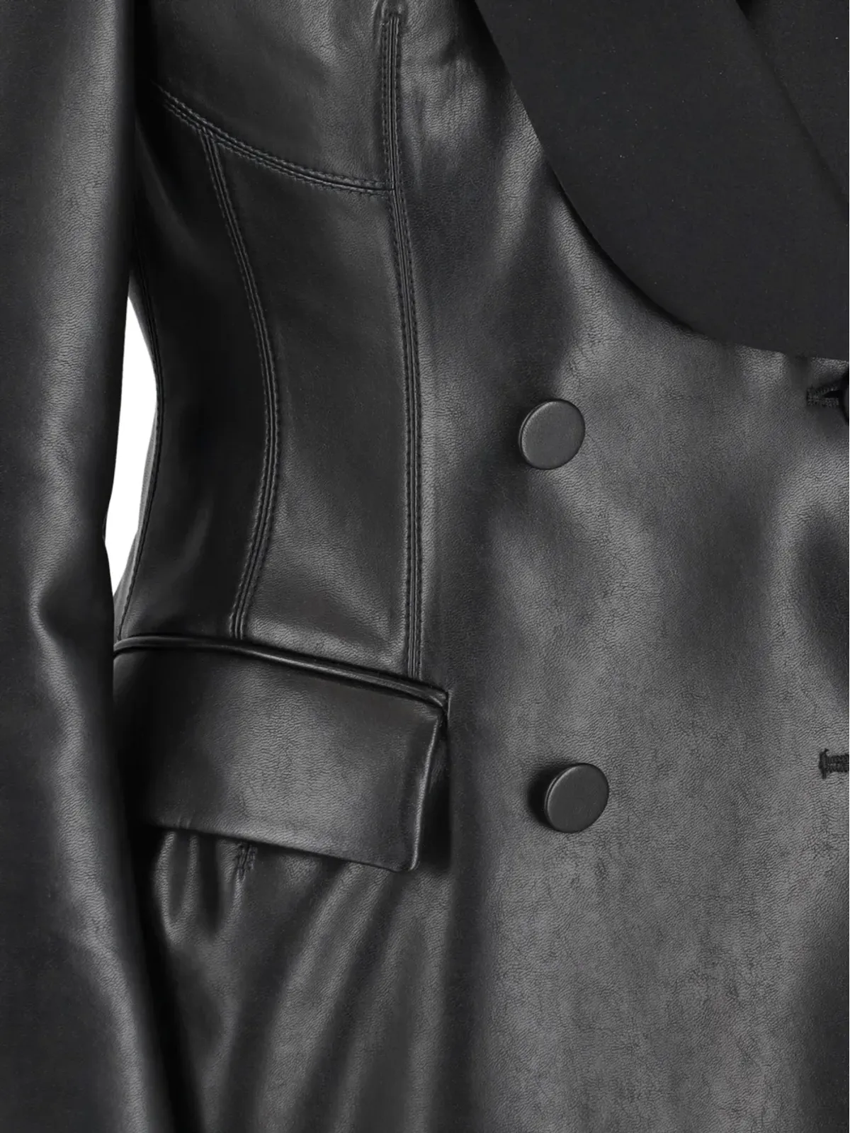 Ermanno Scervino Vintage ダブルブレスト・フェイクレザージャケット ブラック - 画像3