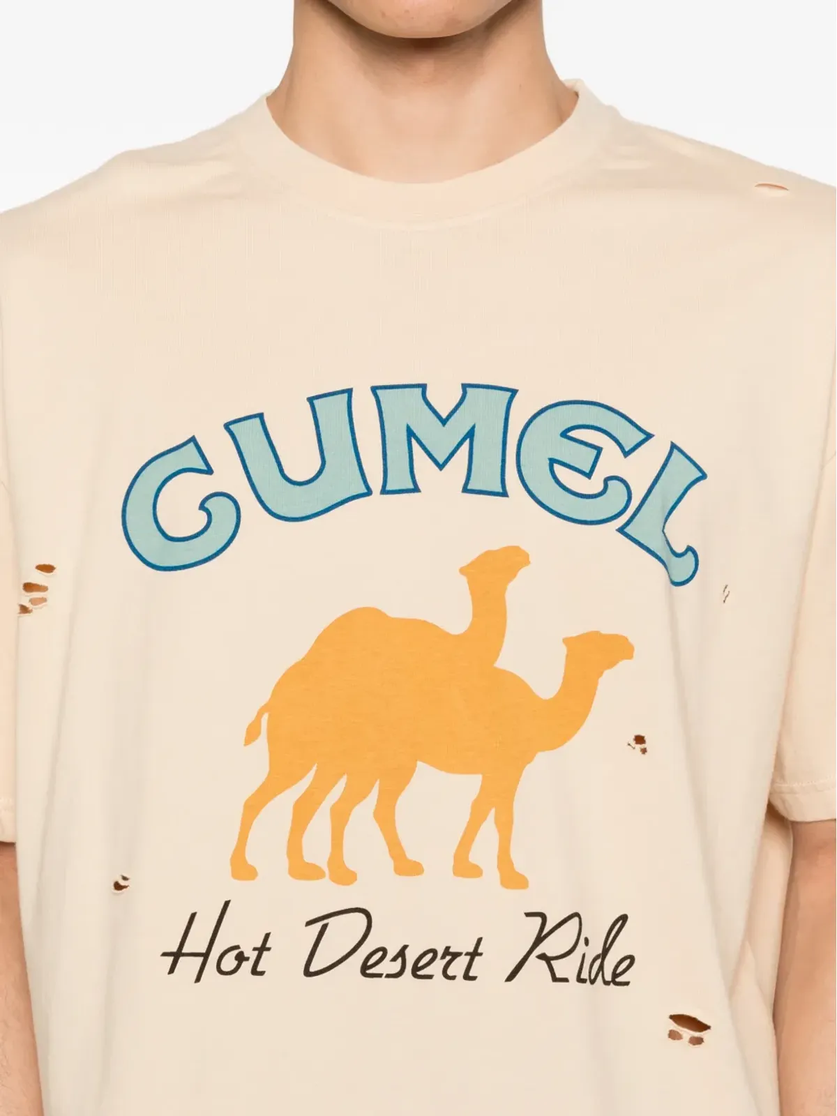 CARNE BOLLENTE Cumel グラフィック・ダメージ加工Tシャツ - 画像5