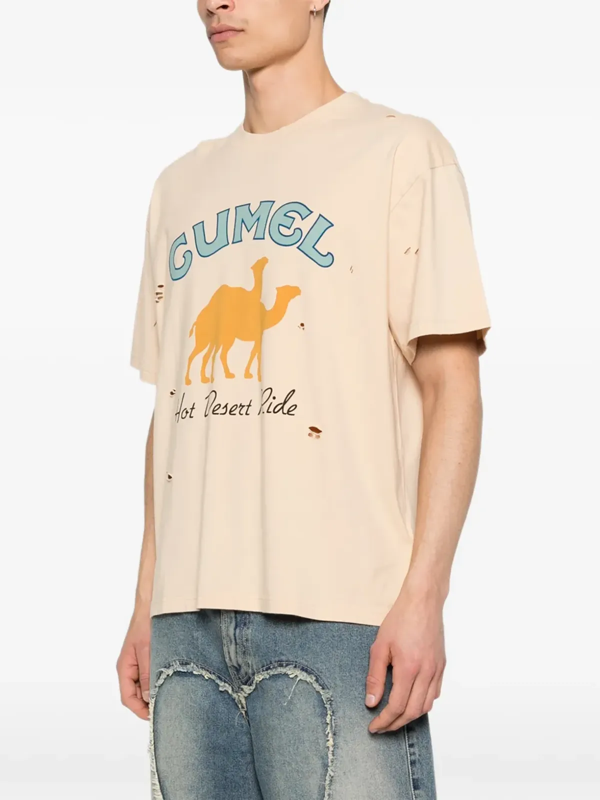 CARNE BOLLENTE Cumel グラフィック・ダメージ加工Tシャツ - 画像3