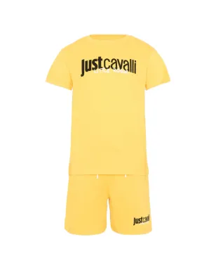 Just Cavalli Kids ロゴプリントショートセット - イエロー - サムネイル1