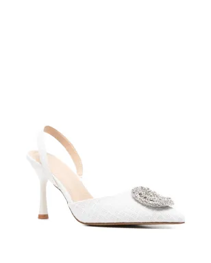TWENTY FOURHAITCH Tortuga embellished slingback pumps - White - サムネイル2
