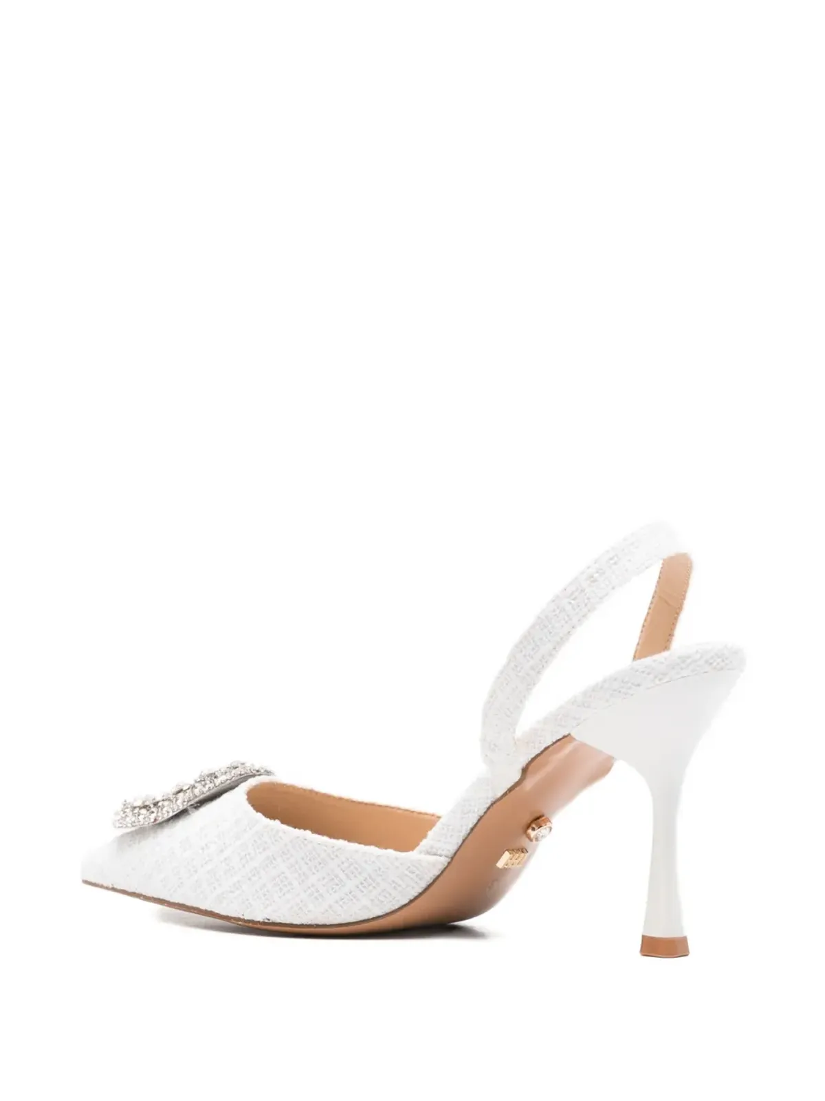 TWENTY FOURHAITCH Tortuga embellished slingback pumps - White - 画像3