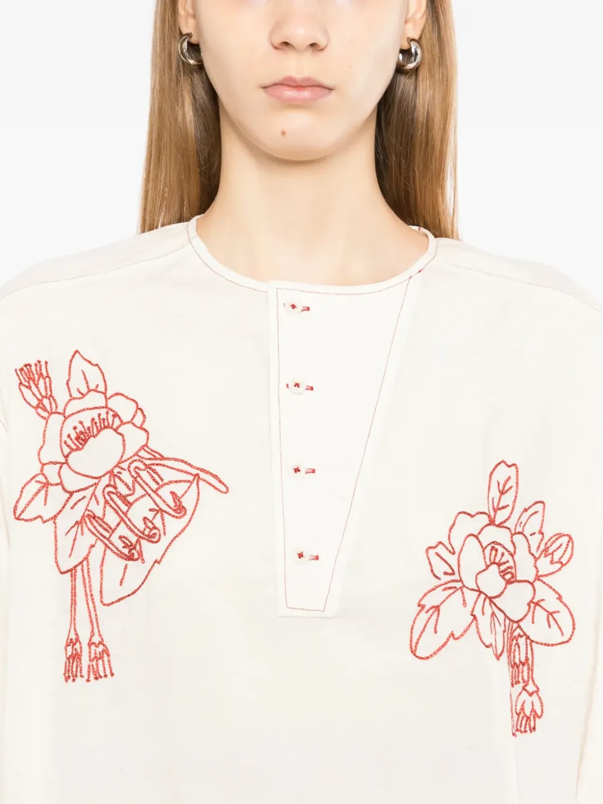 Kinyan Lam 花刺繍ブラウス ベージュ - 画像5