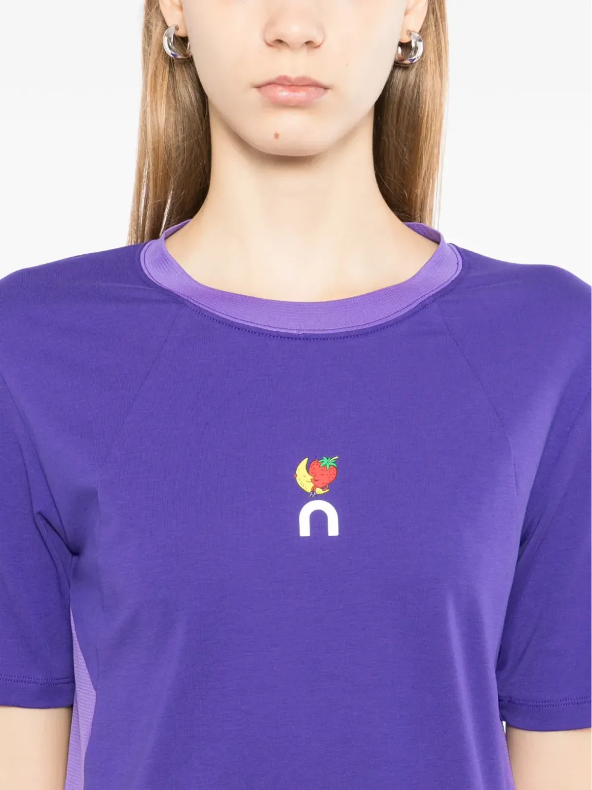 On リブ編みパネルTシャツ - パープル - 画像5