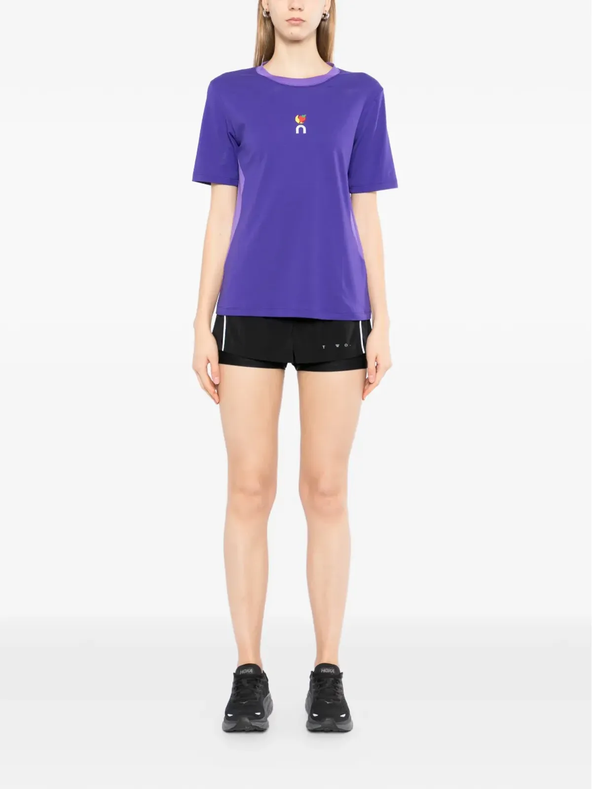On リブ編みパネルTシャツ - パープル - 画像2