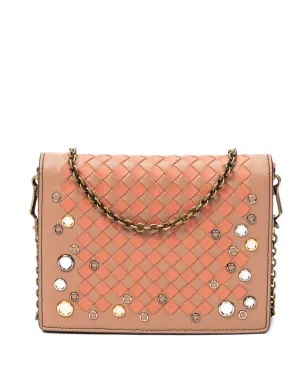 Bottega Veneta イントレチャート フラップ クロスボディバッグ - オレンジ - サムネイル1