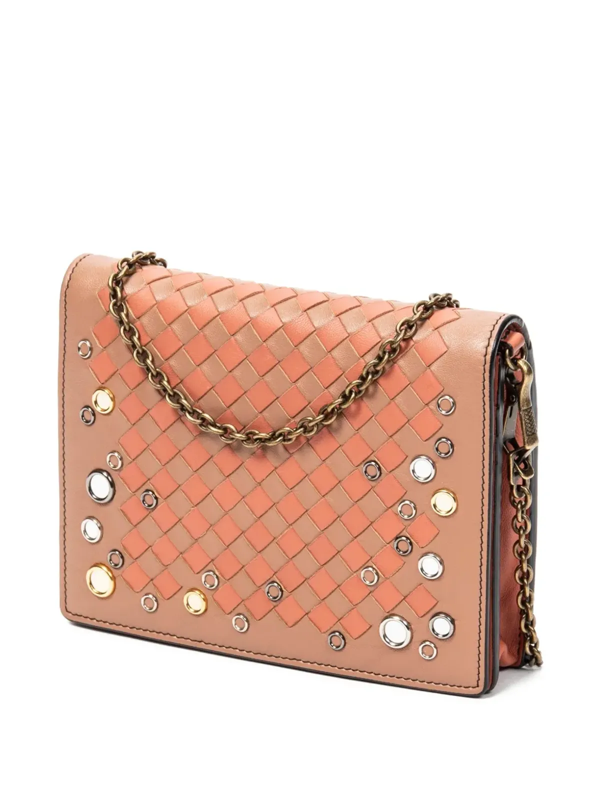 Bottega Veneta イントレチャート フラップ クロスボディバッグ - オレンジ - 画像3