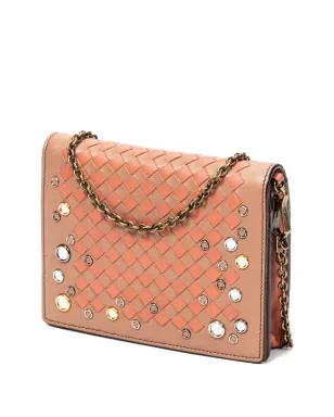 Bottega Veneta イントレチャート フラップ クロスボディバッグ - オレンジ - サムネイル3