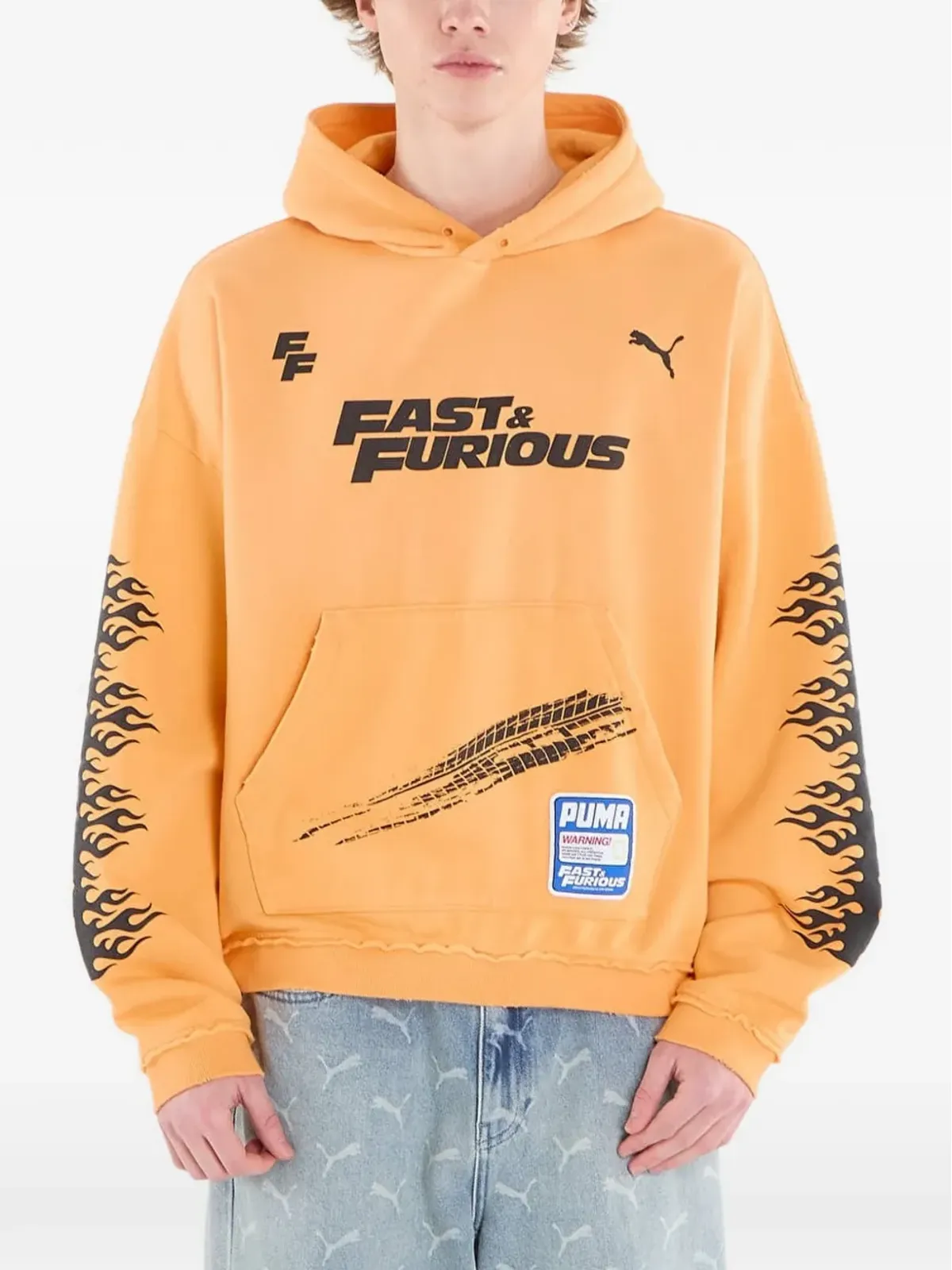 PUMA x Fast & Furious グラフィックプリントフード付きパーカー(オレンジ) - 画像1