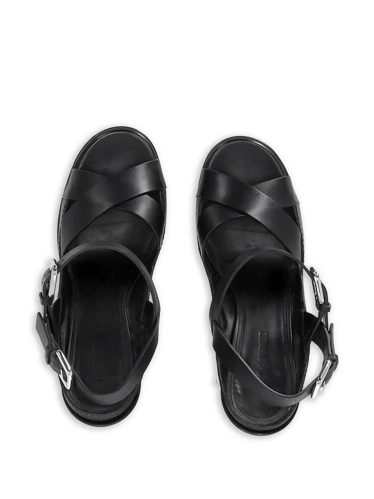 Jil Sander Pre-Owned アンクルストラッププラットフォームレザーサンダル - ブラック - 画像5