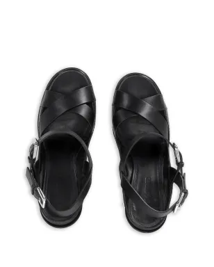 Jil Sander Pre-Owned アンクルストラッププラットフォームレザーサンダル - ブラック - サムネイル5