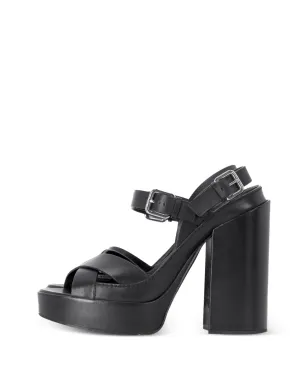 Jil Sander Pre-Owned アンクルストラッププラットフォームレザーサンダル - ブラック - サムネイル2