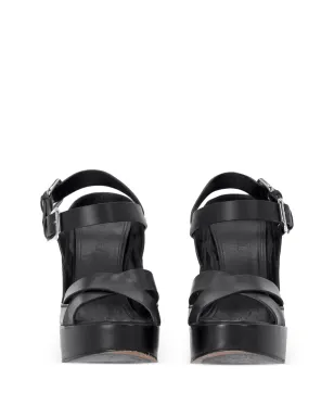 Jil Sander Pre-Owned アンクルストラッププラットフォームレザーサンダル - ブラック - サムネイル3